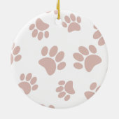 Roos Gold en White Dog Paw Pattern Keramisch Ornament (Achterkant)