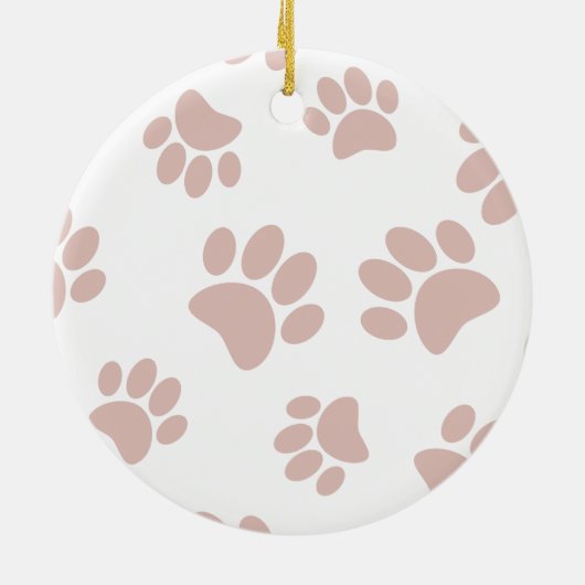 Roos Gold en White Dog Paw Pattern Keramisch Ornament (Achterkant)