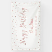 Roos Gold en White Happy Birthday-feestdag Spandoek (Verticaal)