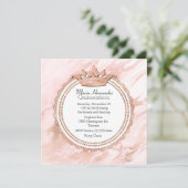 Roos Gold en White Marged Quinceanera Uitnodiging (Staand voorkant)