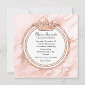 Roos Gold en White Marged Quinceanera Uitnodiging (Voorkant)