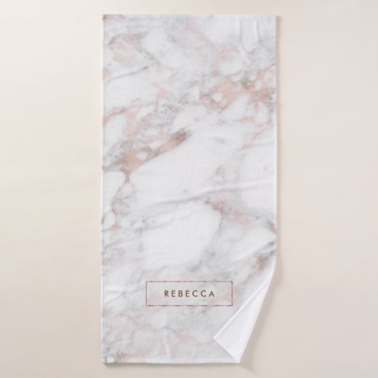 Roos-Gold en witte faux-marmer Bad Handdoek (Badhanddoek)