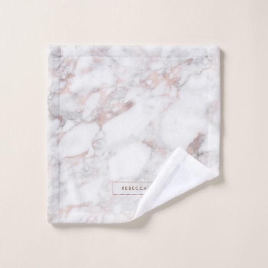 Roos-Gold en witte faux-marmer Bad Handdoek (Wasdoekje)