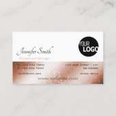 Roos Gold en witte glittersterren met Logo moderne Visitekaartje (Achterkant)