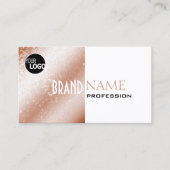 Roos Gold en witte glittersterren met Logo moderne Visitekaartje (Voorkant)