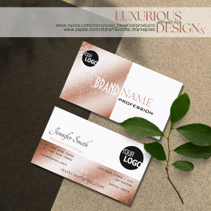 Roos Gold en witte glittersterren met Logo moderne Visitekaartje