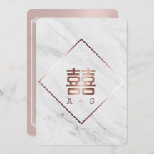 Roos Gold en witte marmer Moderne Chinese bruiloft