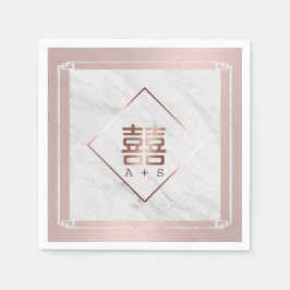 Roos Gold en witte marmer Moderne Chinese bruiloft Servet