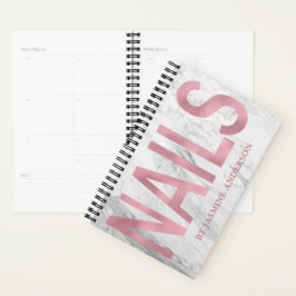 Roos Gold en witte marmerbenodigdheden Planner