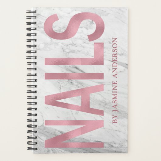 Roos Gold en witte marmerbenodigdheden Planner (Voorkant)