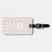 Roos Gold en witte quatrefoil Bagagelabel (Voorkant horizontaal)