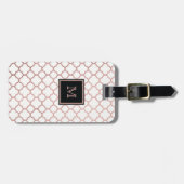 Roos Gold en witte quatrefolie Bagagelabel (Voorkant horizontaal)