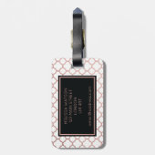 Roos Gold en witte quatrefolie Bagagelabel (Achterkant verticaal)