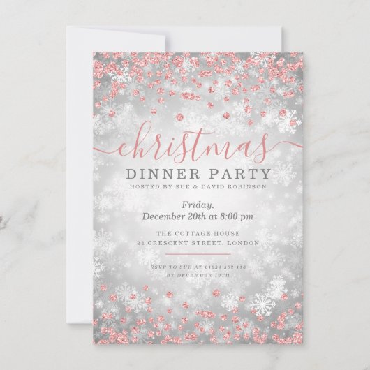 Roos Gold en zilver kerstfeestdag winterwonder Kaart (Voorkant)