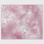 Roos Gold- en zilverkerstsnowflake-patroon Cadeaupapier (Vlak)