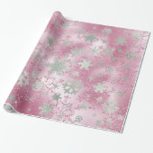 Roos Gold- en zilverkerstsnowflake-patroon Cadeaupapier (Uitgerold)