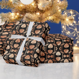 Roos Gold en zwart Floral Art Deco Pattern Cadeaupapier