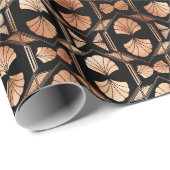 Roos Gold en zwart Floral Art Deco Pattern Cadeaupapier (Rol Hoek)