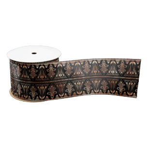Roos Gold en zwart Floral Art Deco Pattern Satijnen Lint