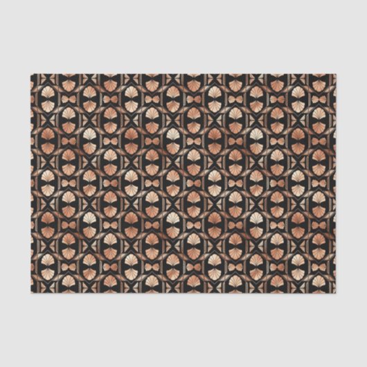 Roos Gold en zwart Floral Art Deco Pattern Tissuepapier (Voorkant)