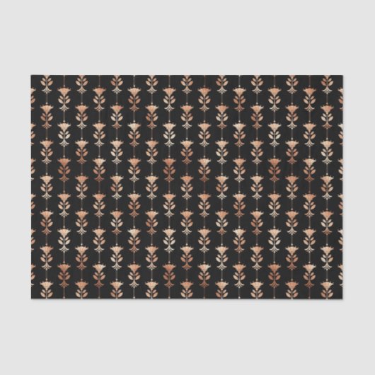 Roos Gold en zwart Floral Art Deco Pattern Tissuepapier (Voorkant)