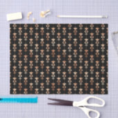 Roos Gold en zwart Floral Art Deco Pattern Tissuepapier (Craft)