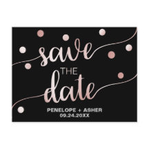 Roos Gold en zwart | Glam Confetti Save the Date