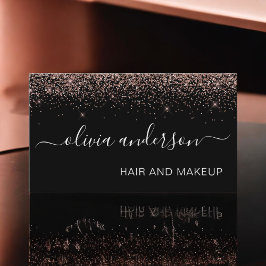 Roos Gold en zwart Glitter Hair Makeup Salon Visitekaartje