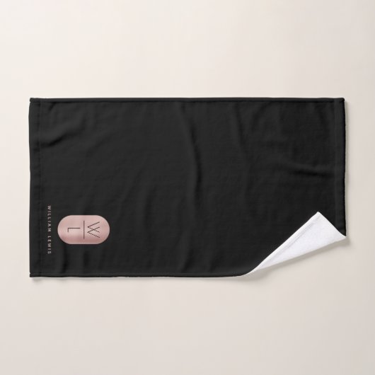 Roos Gold en zwart monogram Modern minimalist Bad Handdoek (Handdoek)