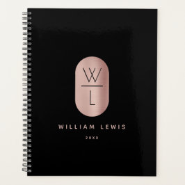 Roos Gold en zwart monogram Modern minimalist Planner