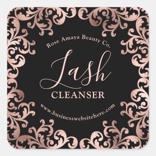 Roos Gold en zwarte elastische Lijst Vierkante Sticker (Voorkant)