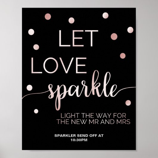 Roos Gold en zwarte glam Confetti — Afstand Poster (Voorkant)