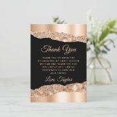 Roos Gold en zwarte glazen tranen zoete zestien Bedankkaart (Staand voorkant)