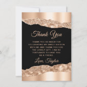 Roos Gold en zwarte glazen tranen zoete zestien Bedankkaart (Voorkant)