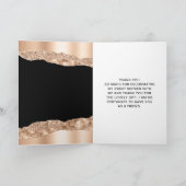 Roos Gold en zwarte glazen tranen zoete zestien Bedankkaart (Binnen)