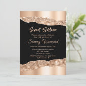 Roos Gold en zwarte glazen tranen zoete zestien Kaart (Staand voorkant)