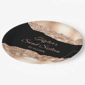 Roos Gold en zwarte glazen tranen zoete zestien Papieren Bordje (Gekanteld)