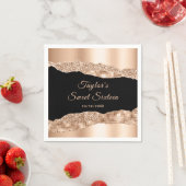 Roos Gold en zwarte glazen tranen zoete zestien Servet (Insitu)