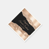 Roos Gold en zwarte glazen tranen zoete zestien Servet (Hoek)