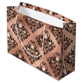  Roos Gold en Zwarte Gothic Floral Damask Groot Cadeauzakje (Achterkant Gekanteld)