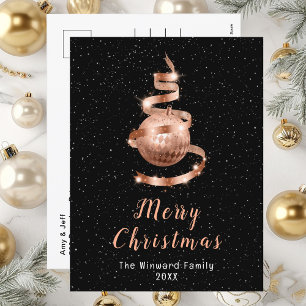 Roos Gold en zwarte kerstkerst Feestdagenkaart