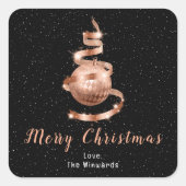 Roos Gold en zwarte kerstkerst Vierkante Sticker (Voorkant)