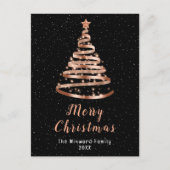 Roos Gold- en zwarte-lintboom, prettig kerstfeest Feestdagenkaart (Voorkant)