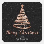 Roos Gold- en zwarte-lintboom, prettig kerstfeest Vierkante Sticker (Voorkant)