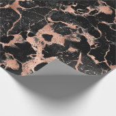 Roos Gold en zwarte marmer Cadeaupapier (Hoek)