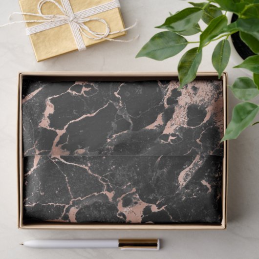 Roos Gold en zwarte marmer-loskoppeling Tissuepapier (Geschenk)