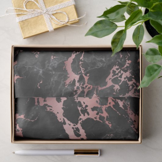 Roos Gold en zwarte marmer Tissuepapier (Geschenk)