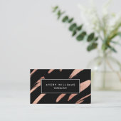 Roos Gold en zwarte moderne Abstracte Professional Visitekaartje (Staand voorkant)