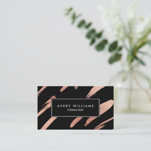 Roos Gold en zwarte moderne Abstracte Professional Visitekaartje (Staand voorkant)