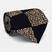 Roos Gold en zwarte stippen Stropdas (Opgerold)